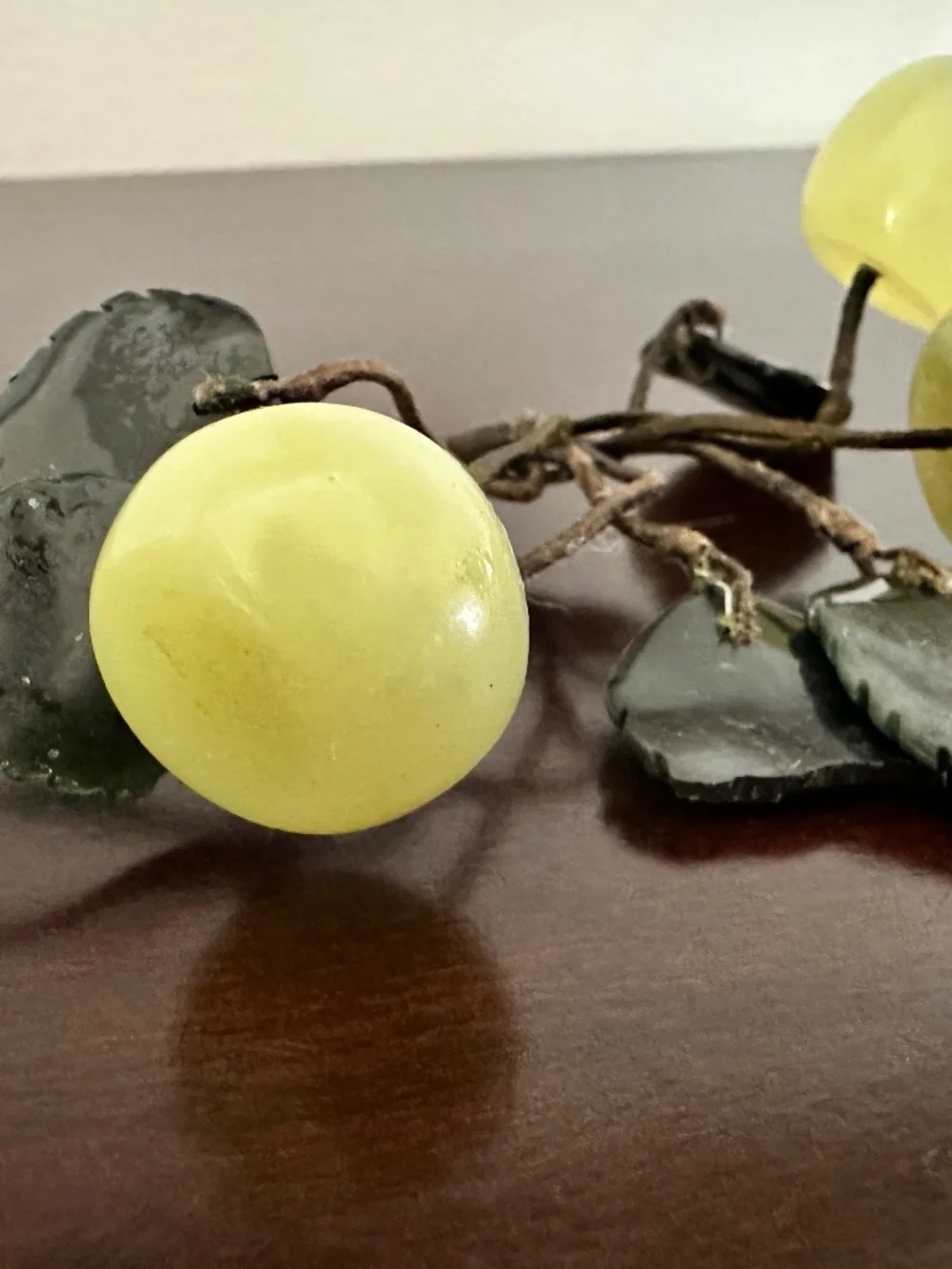 2 BUNCHES Of Vintage Green Onyx & Jade Stone Decorative Fruit